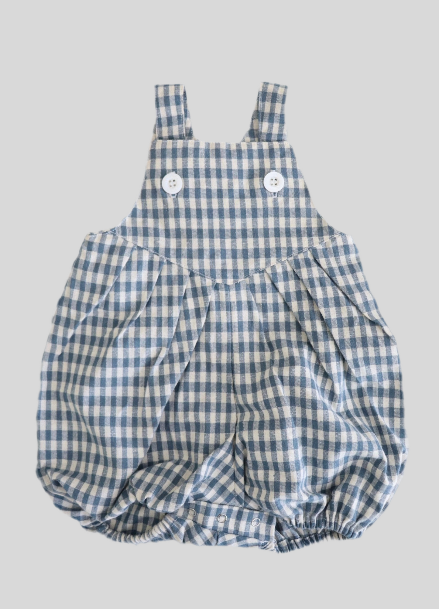 The Little Pleated Romper- Blue check