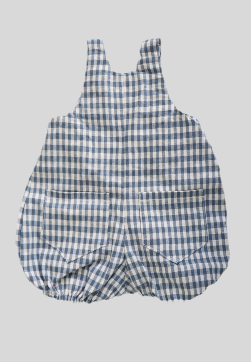 The Little Pleated Romper- Blue check